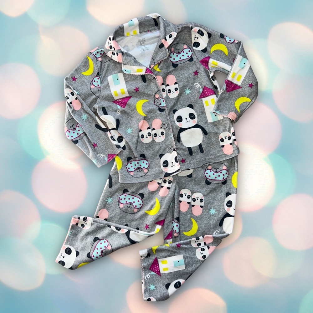 Carter’s Toddler Girl’s Fleece Panda Bear Long Sleeve Pajama Set Size 2T